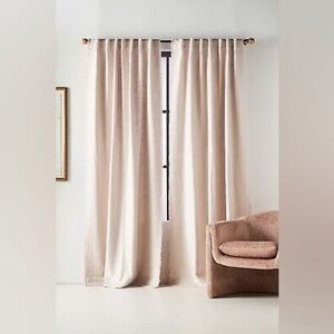 Anthro Luxe Linen Blend Curtain 2 panels in light grey NWT 127cm x 274cm